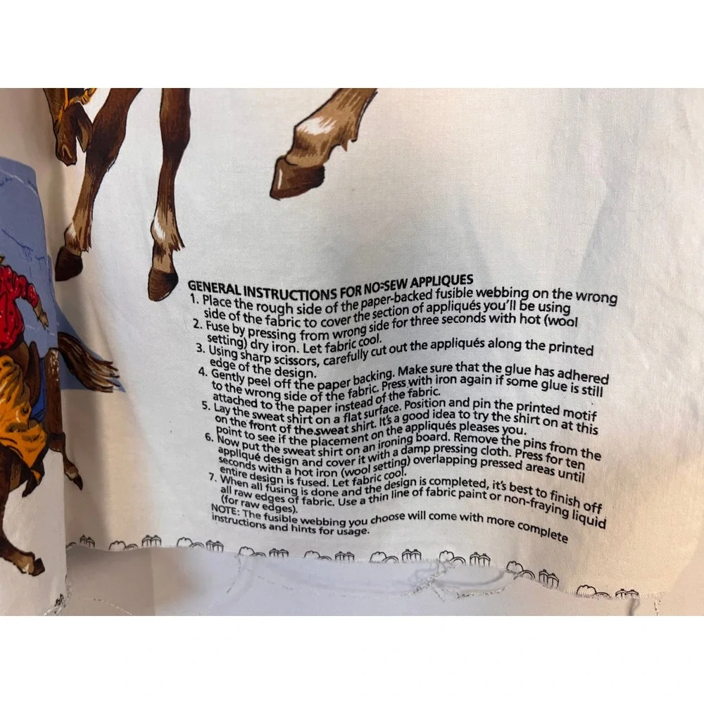Vintage Western Cowboy Applique Fabric Panel DIY Crafting Graphics‎